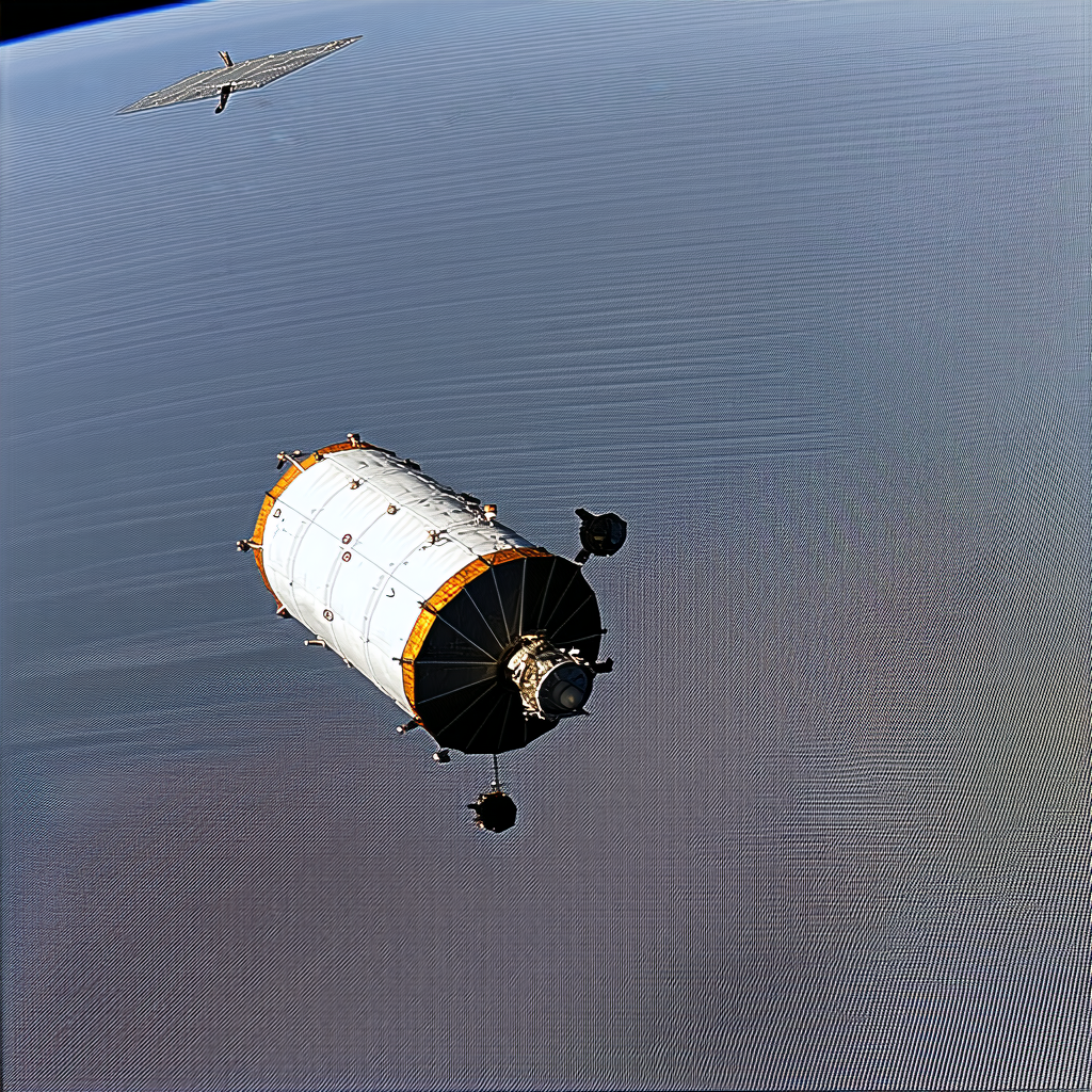 A Space Shuttle Is Flying Through The Sky, With A Bird Flying Nearby