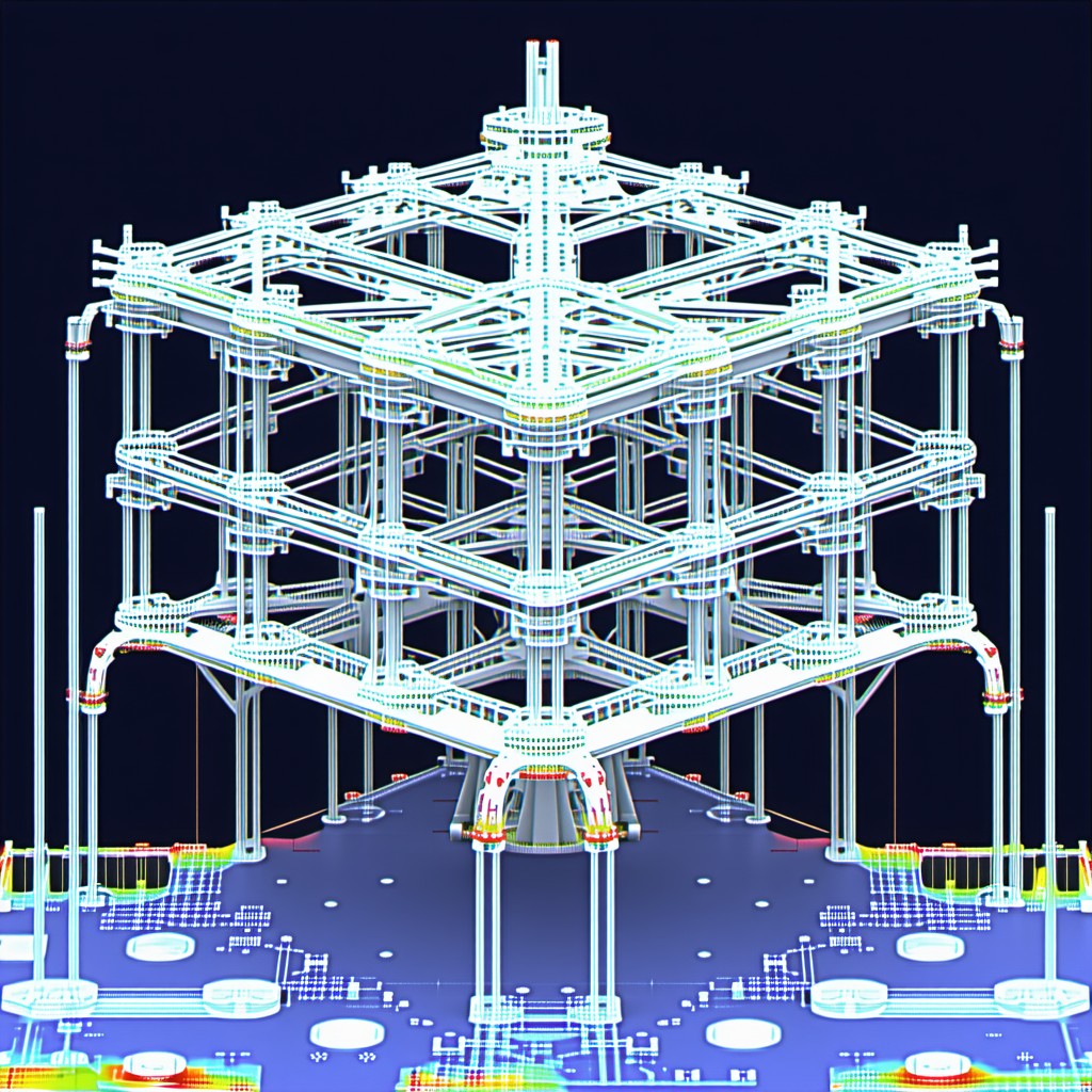 The Image Is A 3d Model Of A Large Building, Possibly A Space Station Or A Futuristic Structure