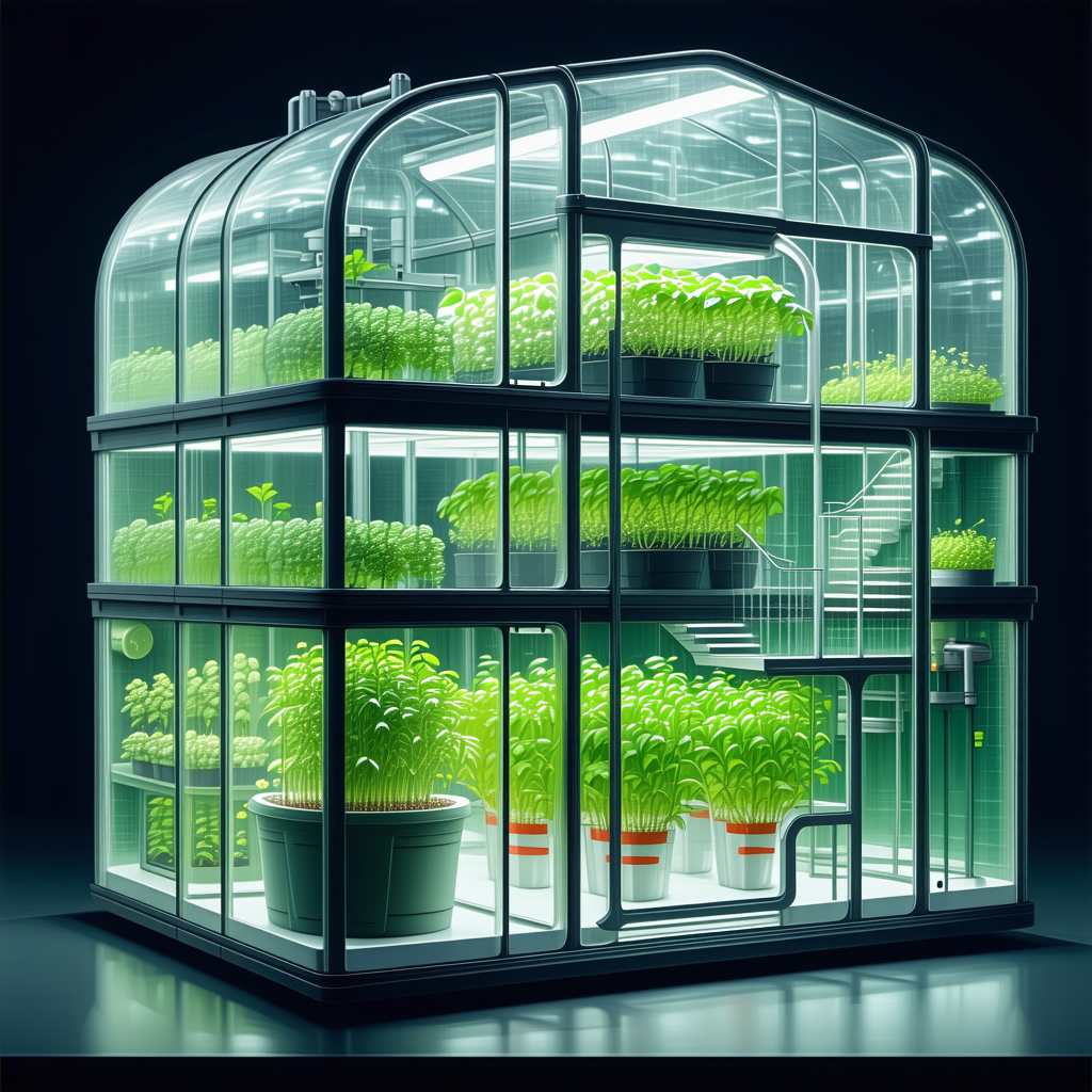A Large, Multi-layered Greenhouse Filled With A Variety Of Plants