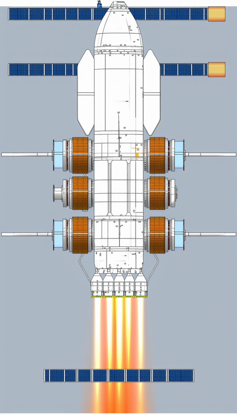 A Rocket Engine With A Long Orange And White Exhaust
