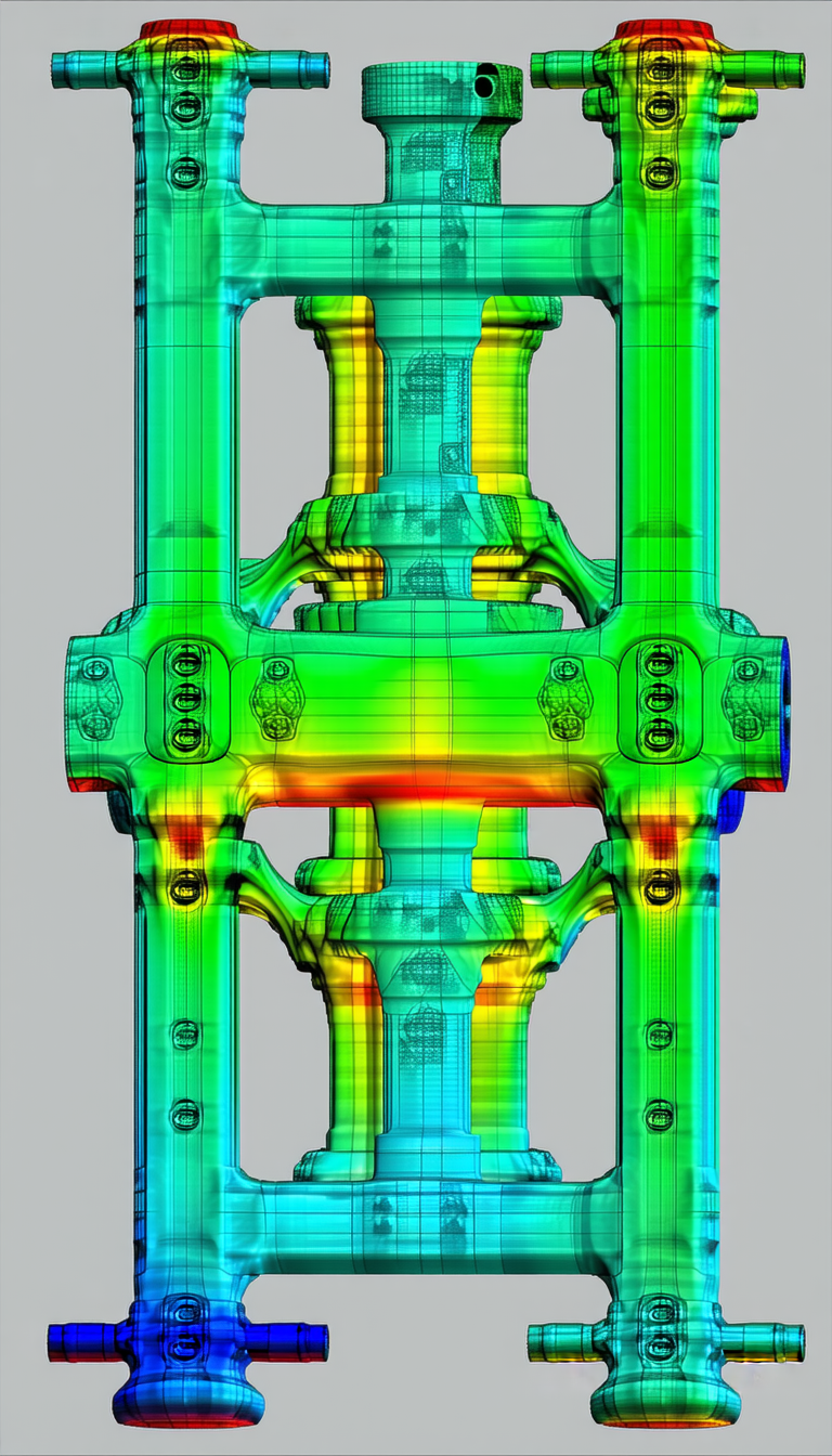 A 3d Model Of A Large Metal Structure Is Displayed On A Computer Screen