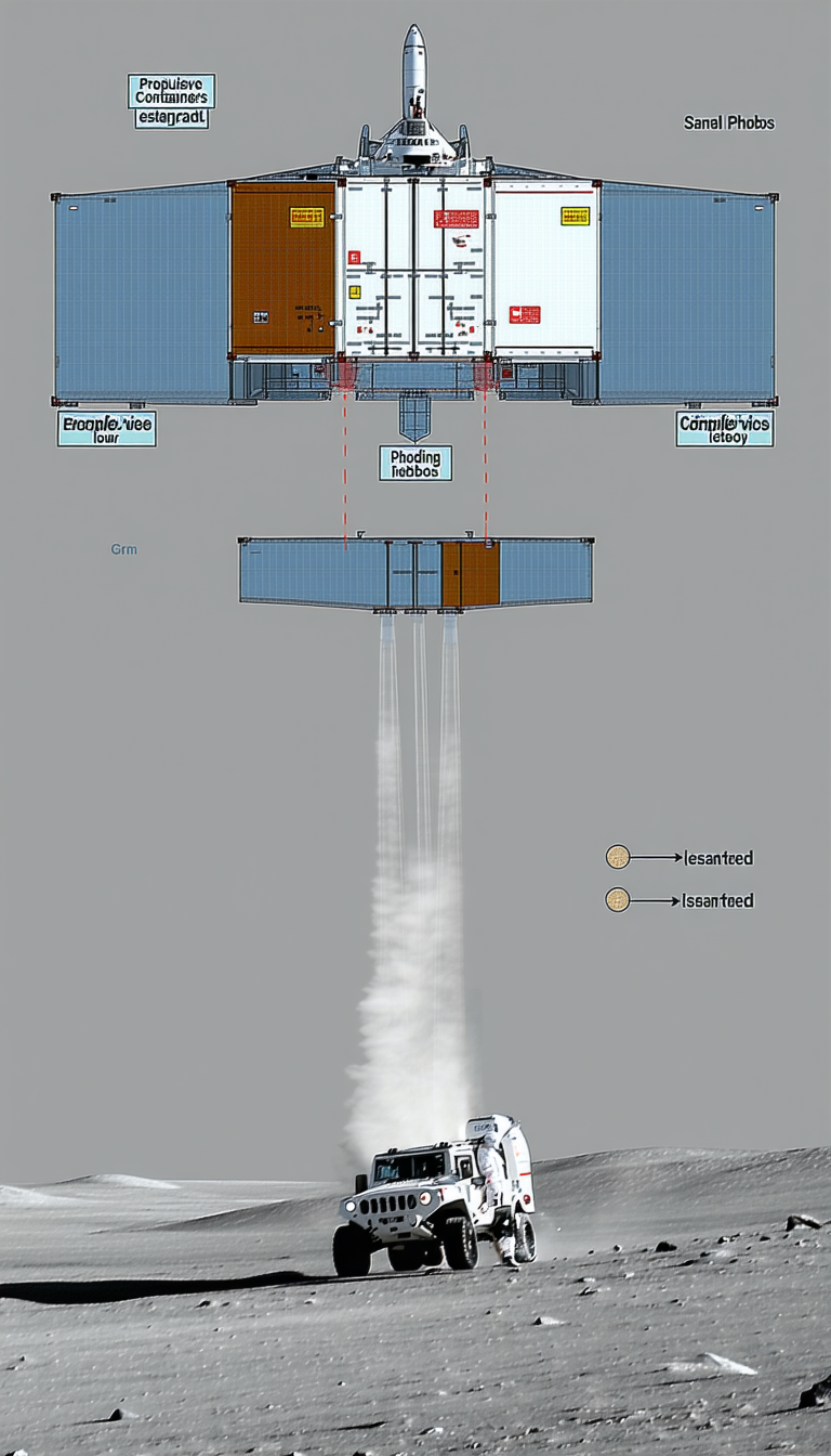 A White Spaceship Is Shown In A Diagram, With A Small White Figure Inside
