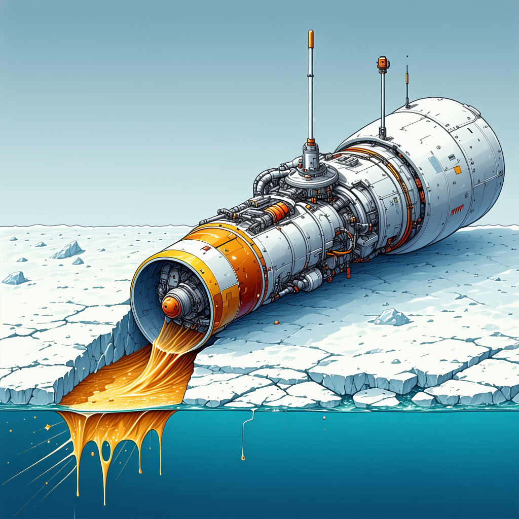 A Large, Futuristic Submarine With A Giant Drill On The Front