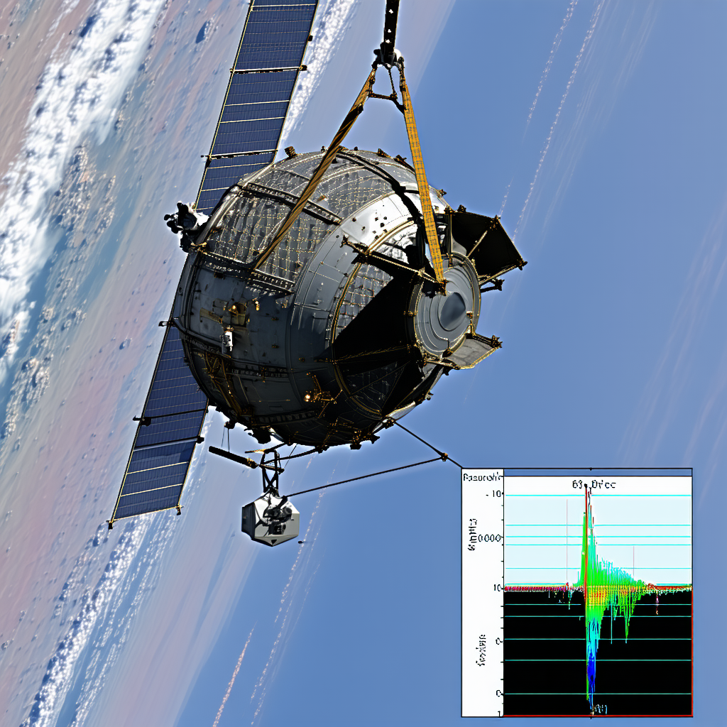 A Space Shuttle, Which Is A Large Satellite, Flying Through The Sky
