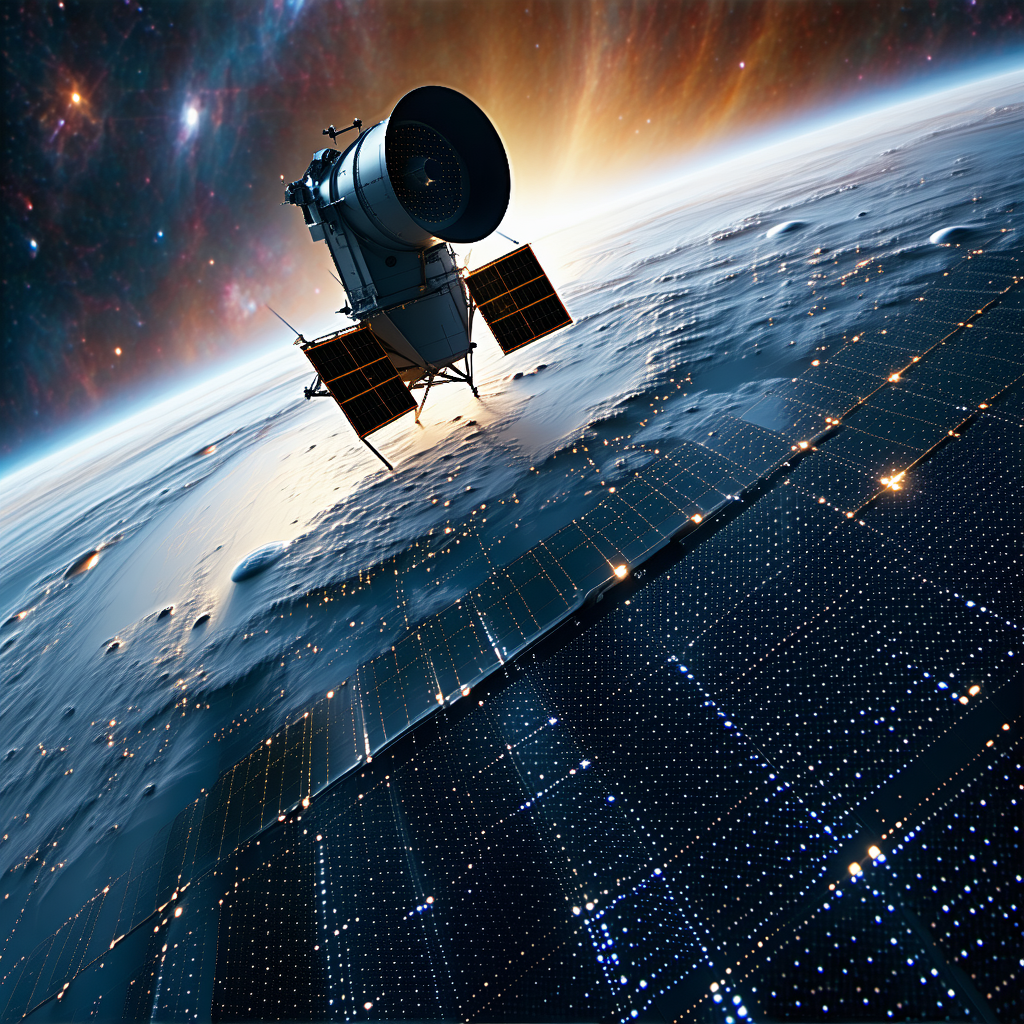 A Space Station With A Large Satellite Dish On Top Of It