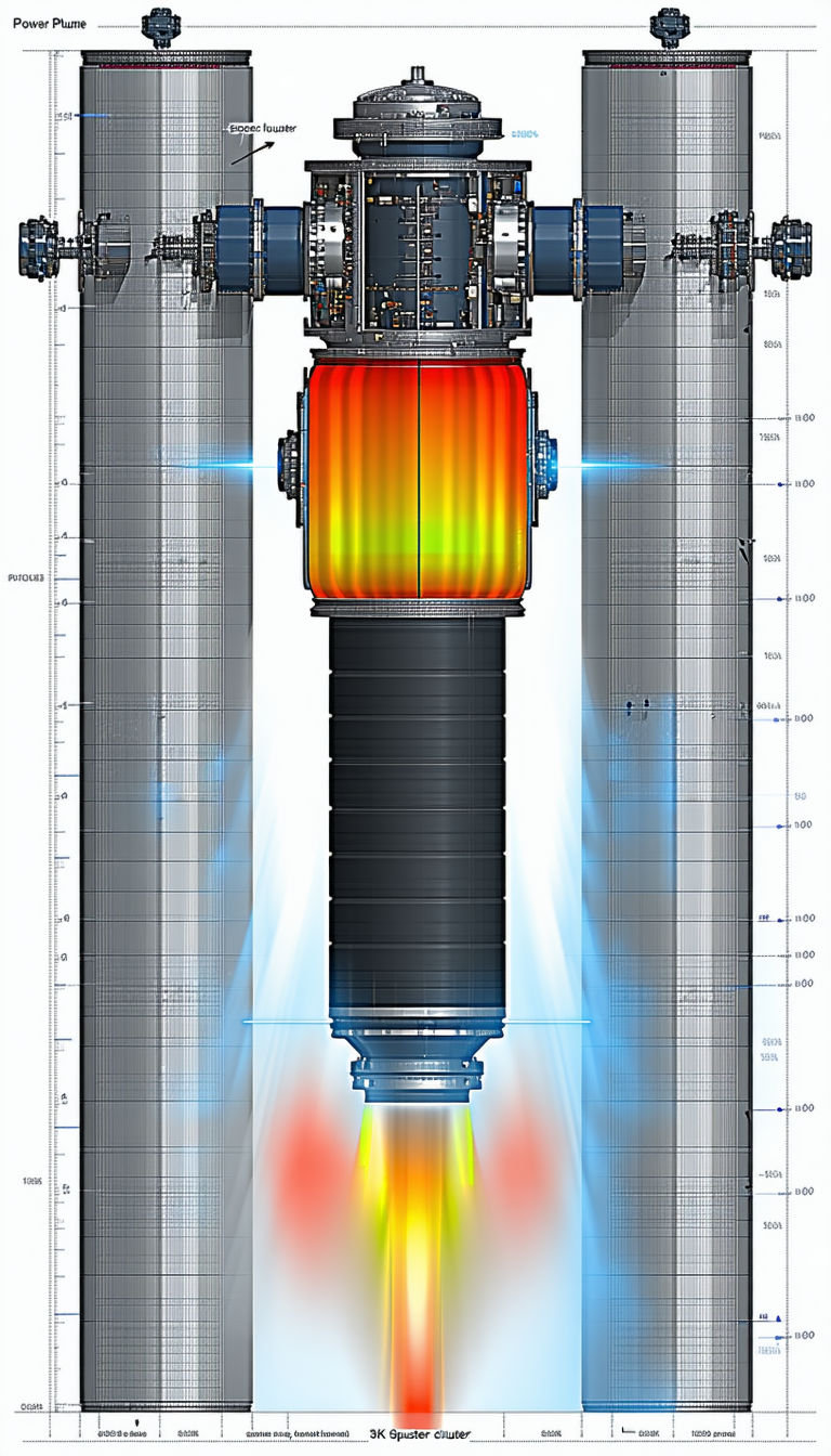 A Large, Blue, And White Rocket Engine Is Shown In A Computer-generated Image