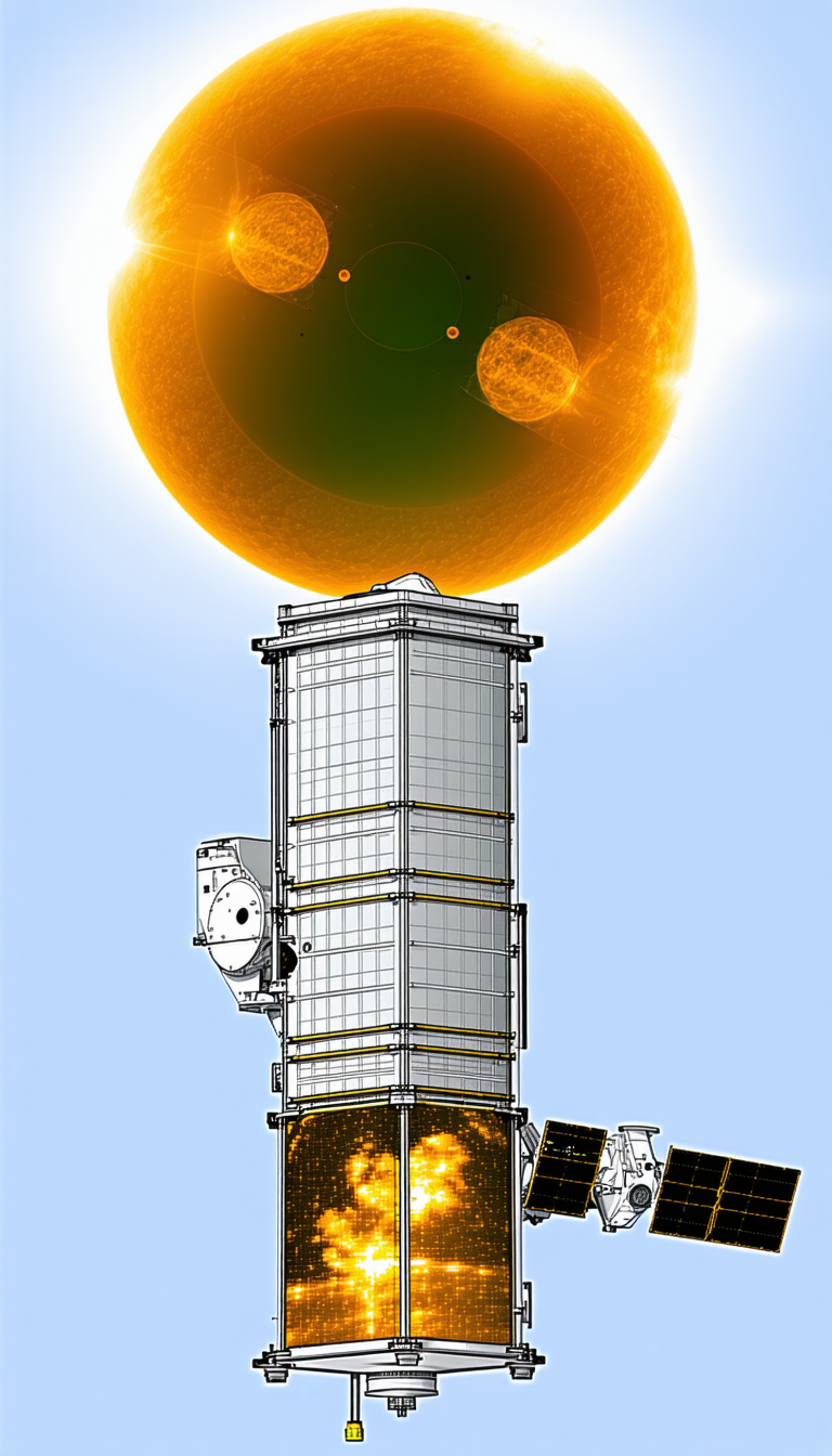 A Large Tower Is Shown In The Image, With A Sun In The Background