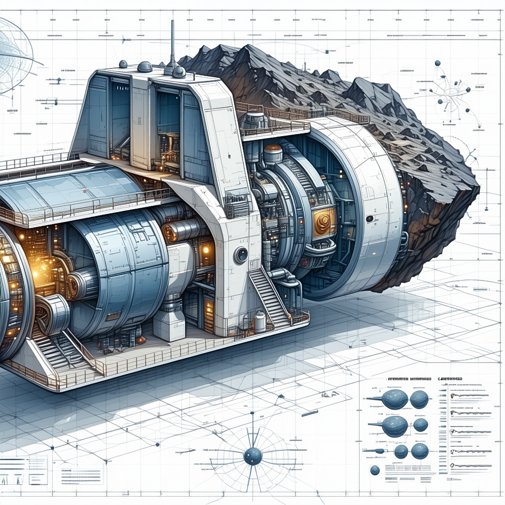 A Large, Futuristic Spacecraft Is Shown In A Detailed Drawing