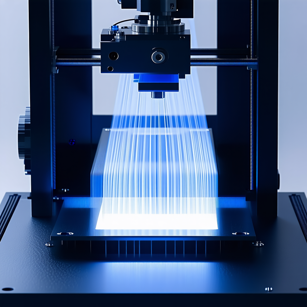 A Blue Laser Beam Is Emanating From A Machine, Creating A Bright Blue Light