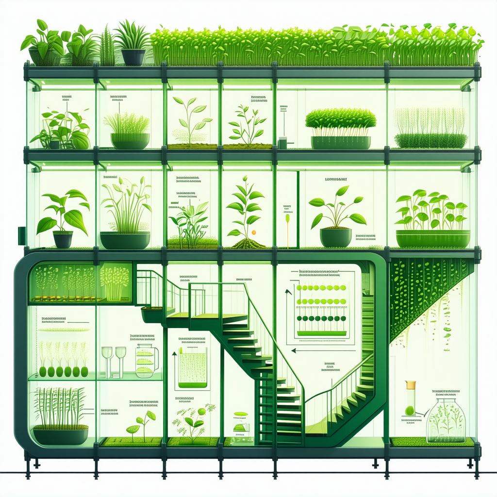 The Image Is A Large, Detailed Drawing Of A Greenhouse Filled With Various Plants