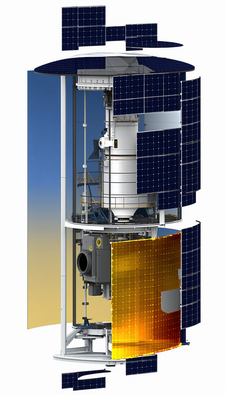 A Large Satellite Is Shown In A Close-up View