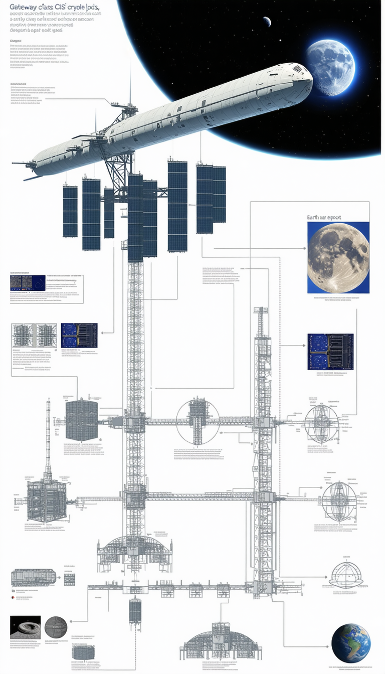 The Image Is A Diagram Of A Space Station, Showing The Various Components And Their Relationships