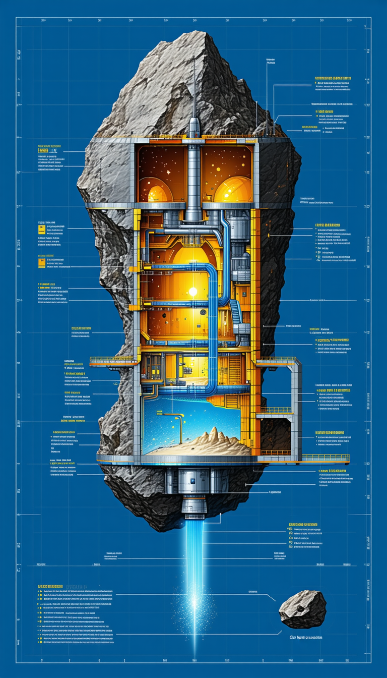 A Large, Detailed Drawing Of A Futuristic Building Is Displayed On A Blue Background