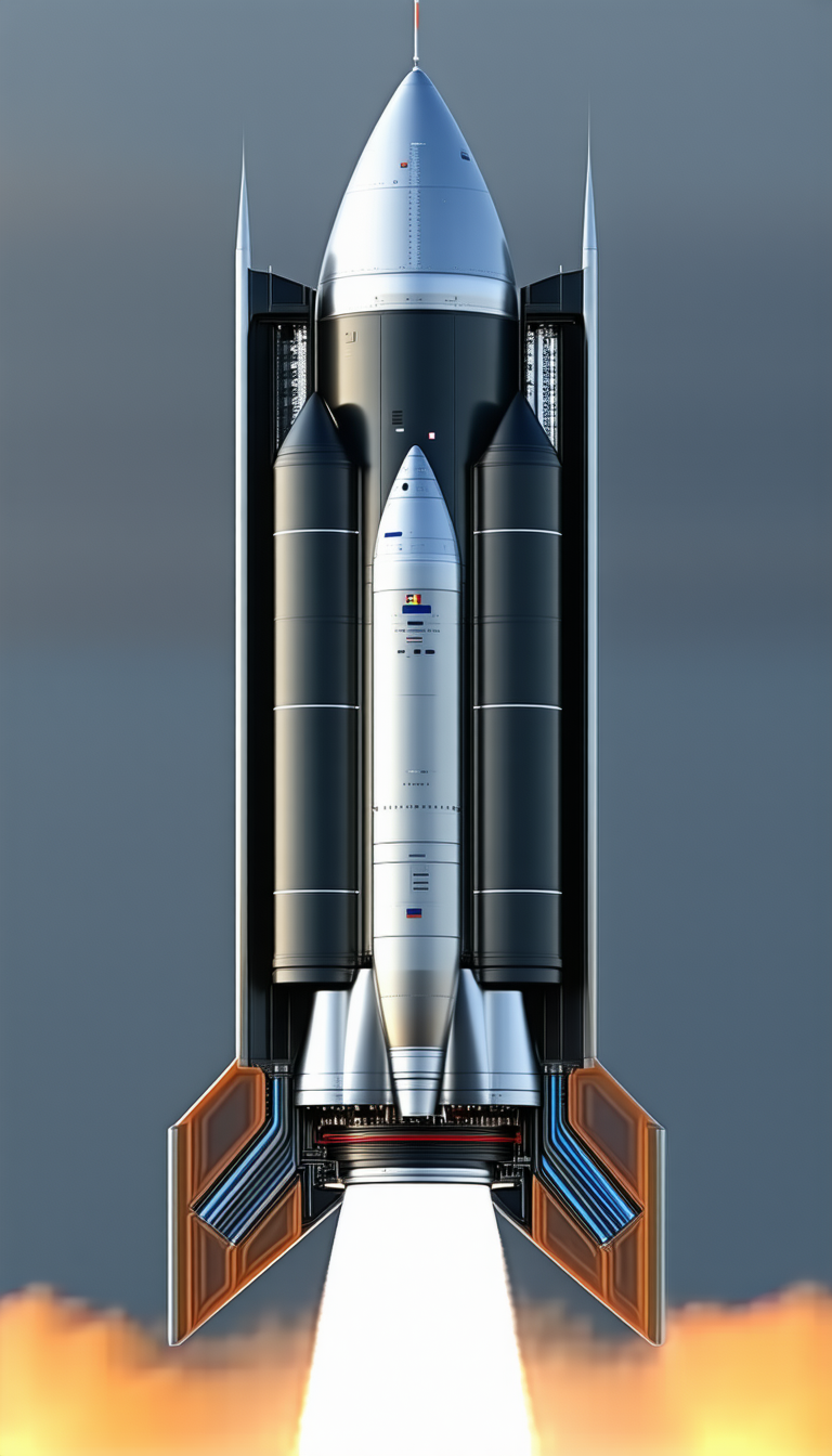A Large Rocket Is Being Transported On The Back Of A Truck