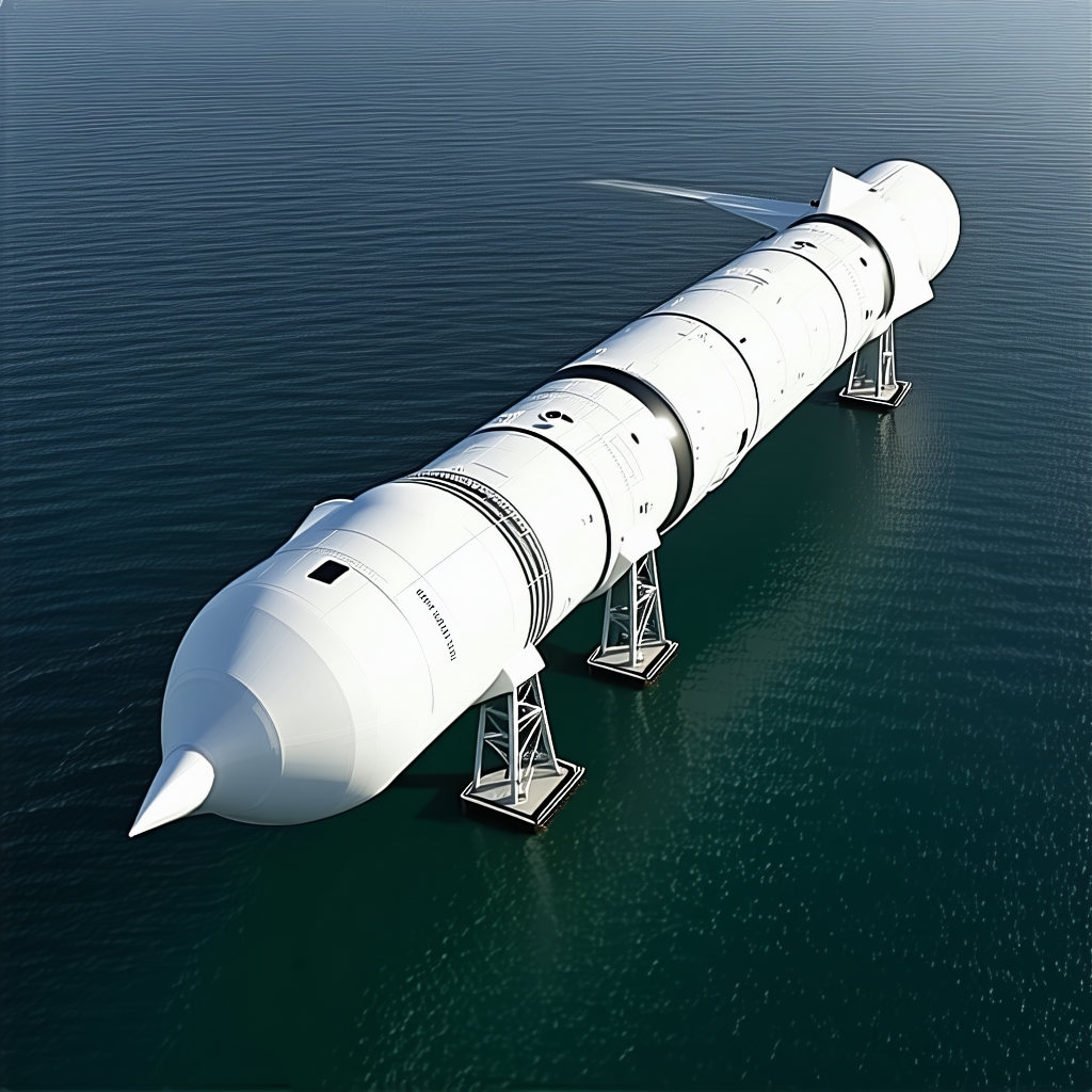 A Large White Space Shuttle Is Floating On The Water