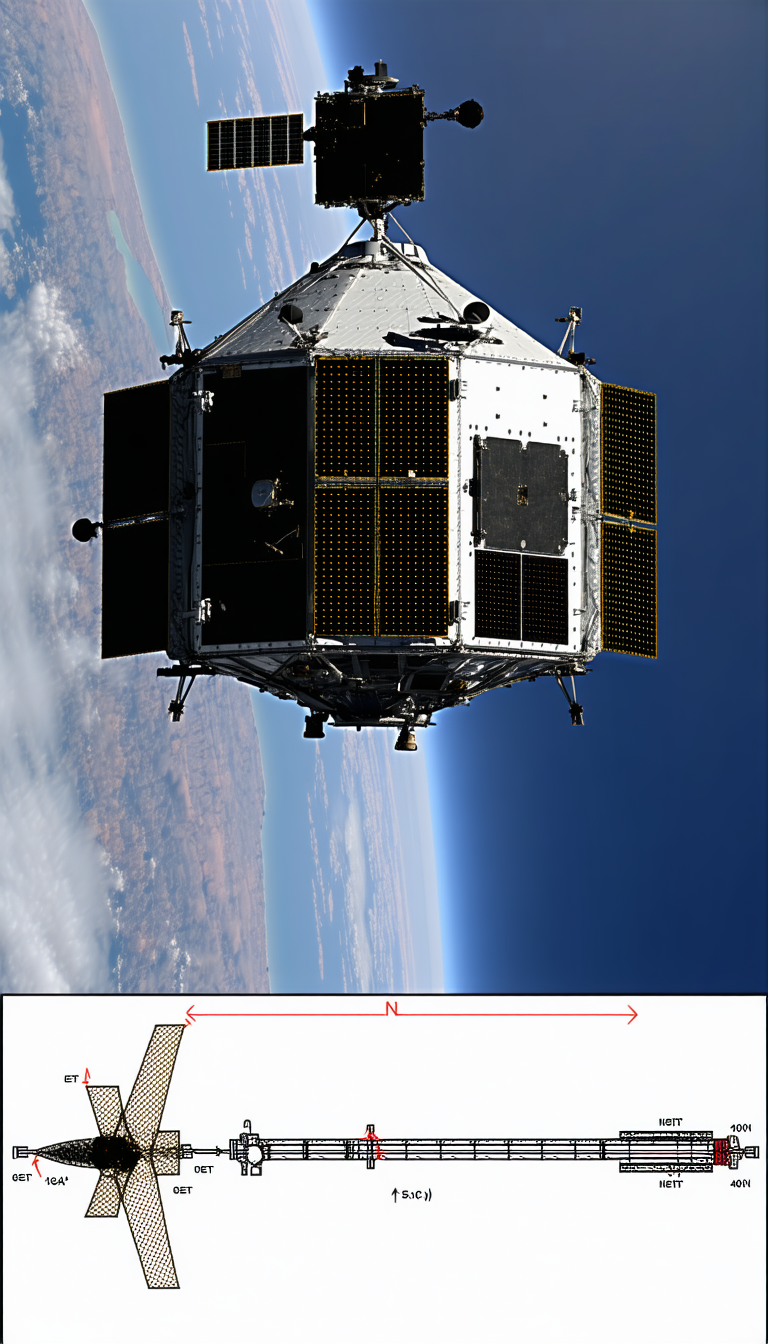 A Spacecraft, Possibly A Satellite Or A Space Shuttle, Flying Through The Sky