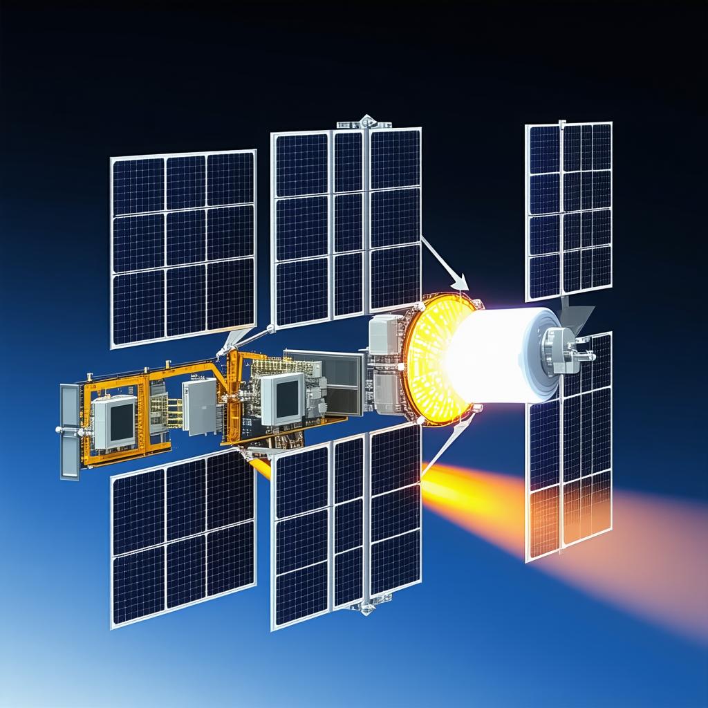 A Spacecraft With A Large Solar Panel On Its Side