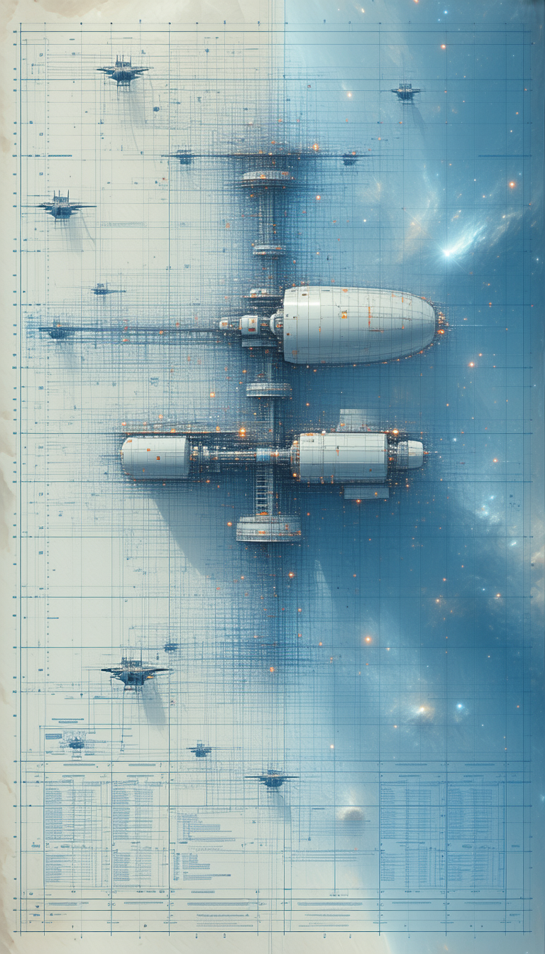 In This Image, There Is A Large Spacecraft With A Long