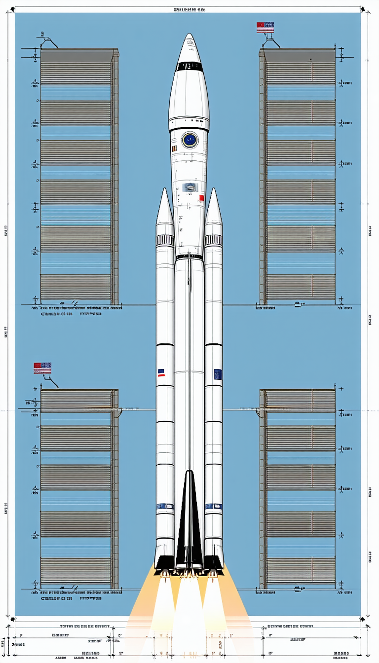 A Space Shuttle Is Shown In A Drawing, With The Shuttle Being The Main Focus
