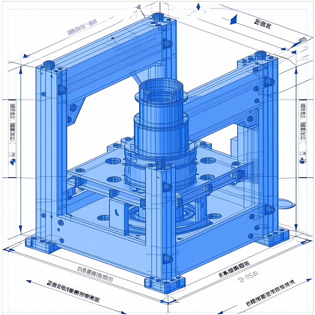 The Image Is A Blue 3d Model Of A Machine, Possibly A Piece Of Machinery Or A Piece Of Equipment