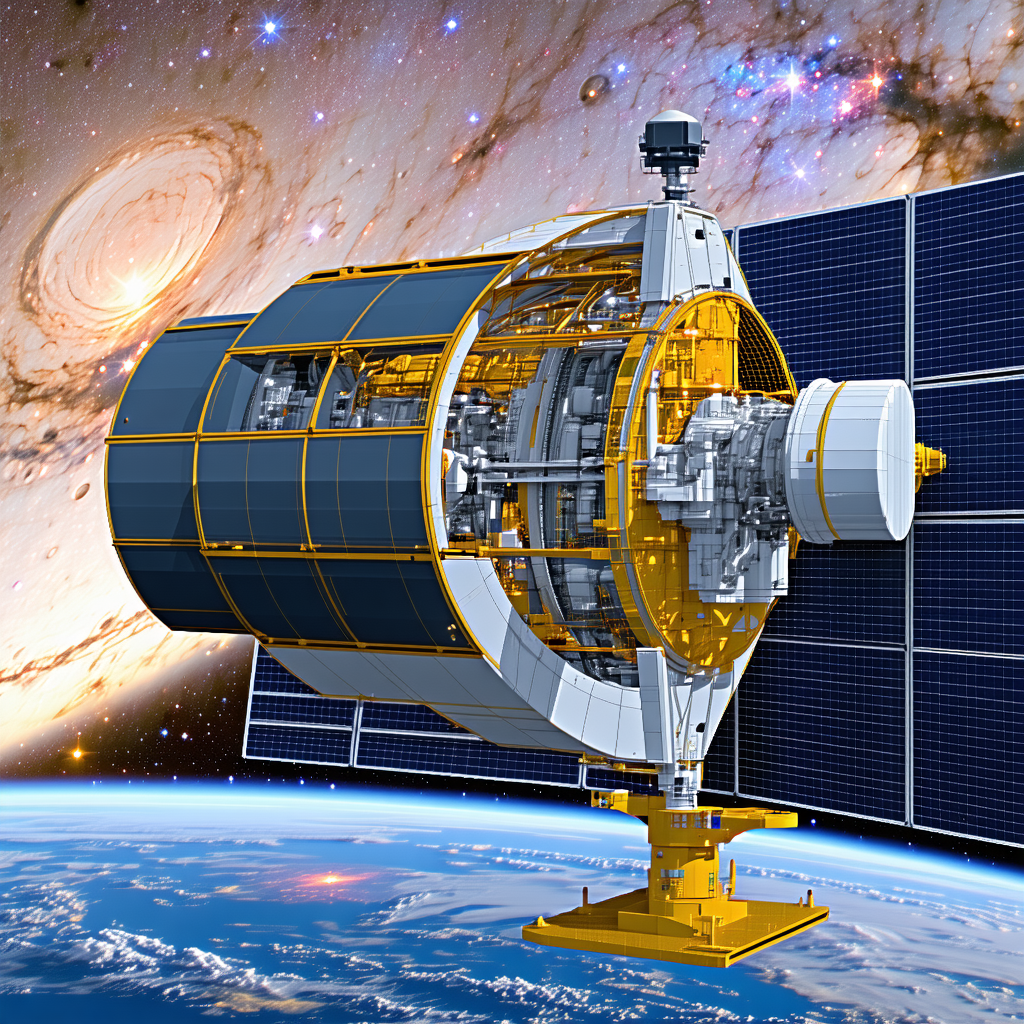 A Spacecraft With A Large Dome On Top, Floating In The Sky
