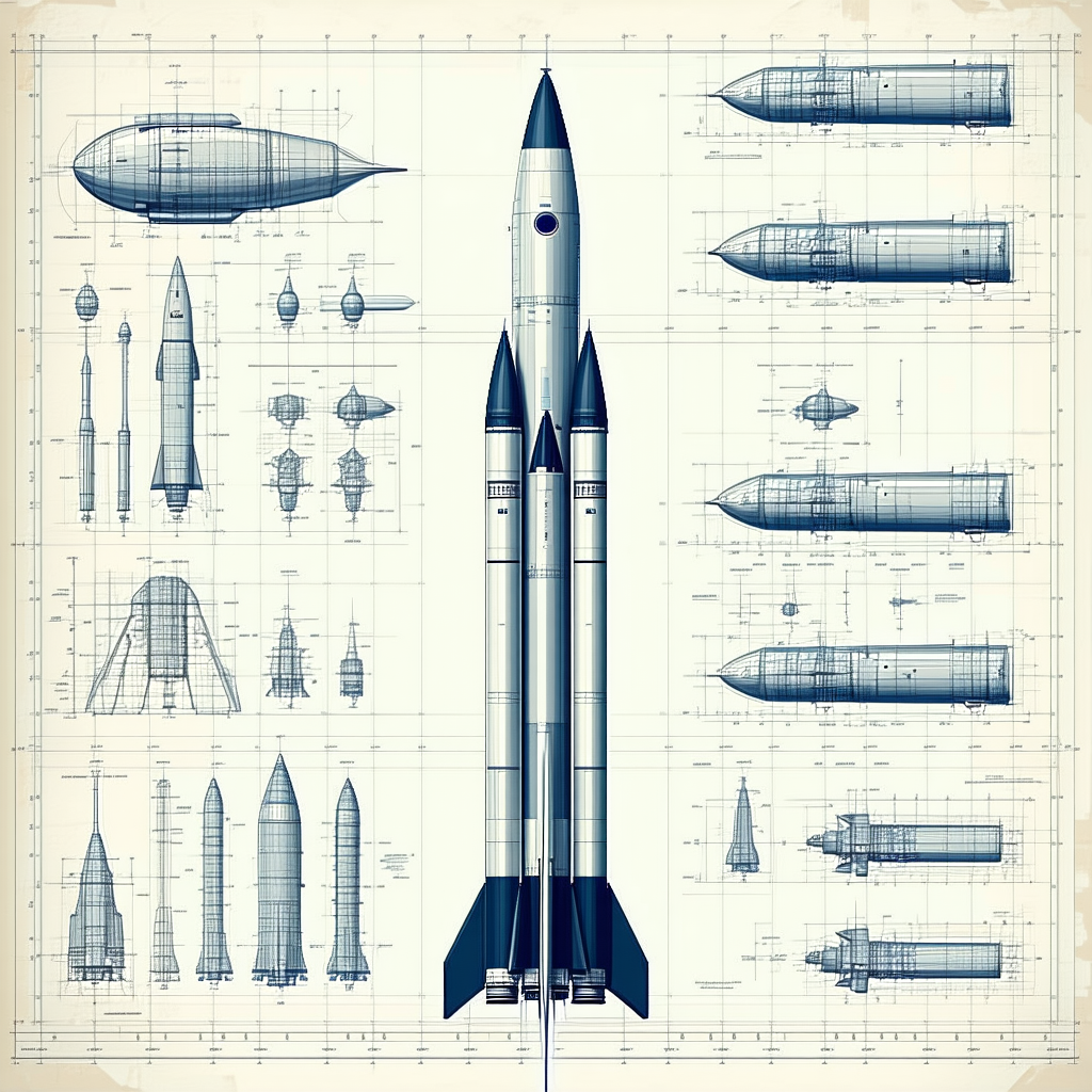 A Drawing Of A Rocket Is Shown In A Series Of Diagrams