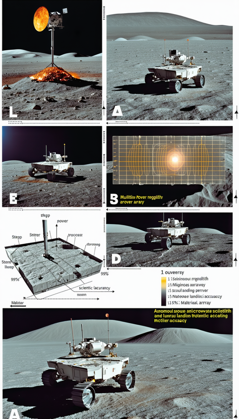 The Image Is A Series Of Four Pictures, Each Showing A Different Perspective Of A Rover On The Moon