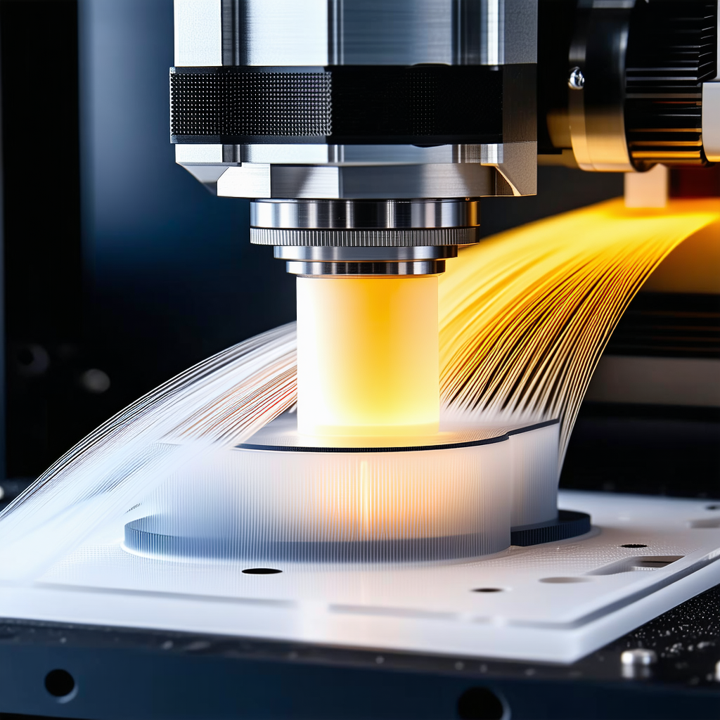 A Machine Is Cutting A Piece Of Plastic With A Laser