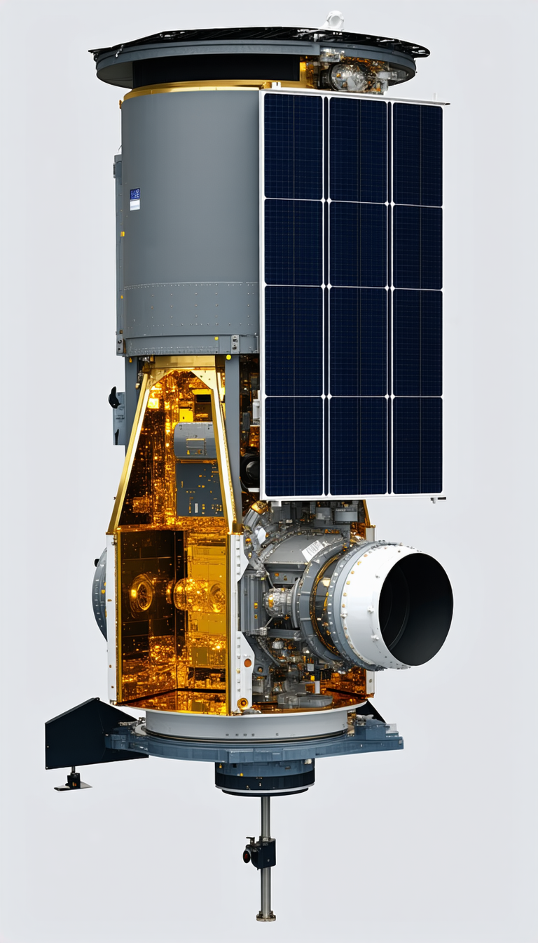 A Large Spacecraft Is Shown In A Close-up View