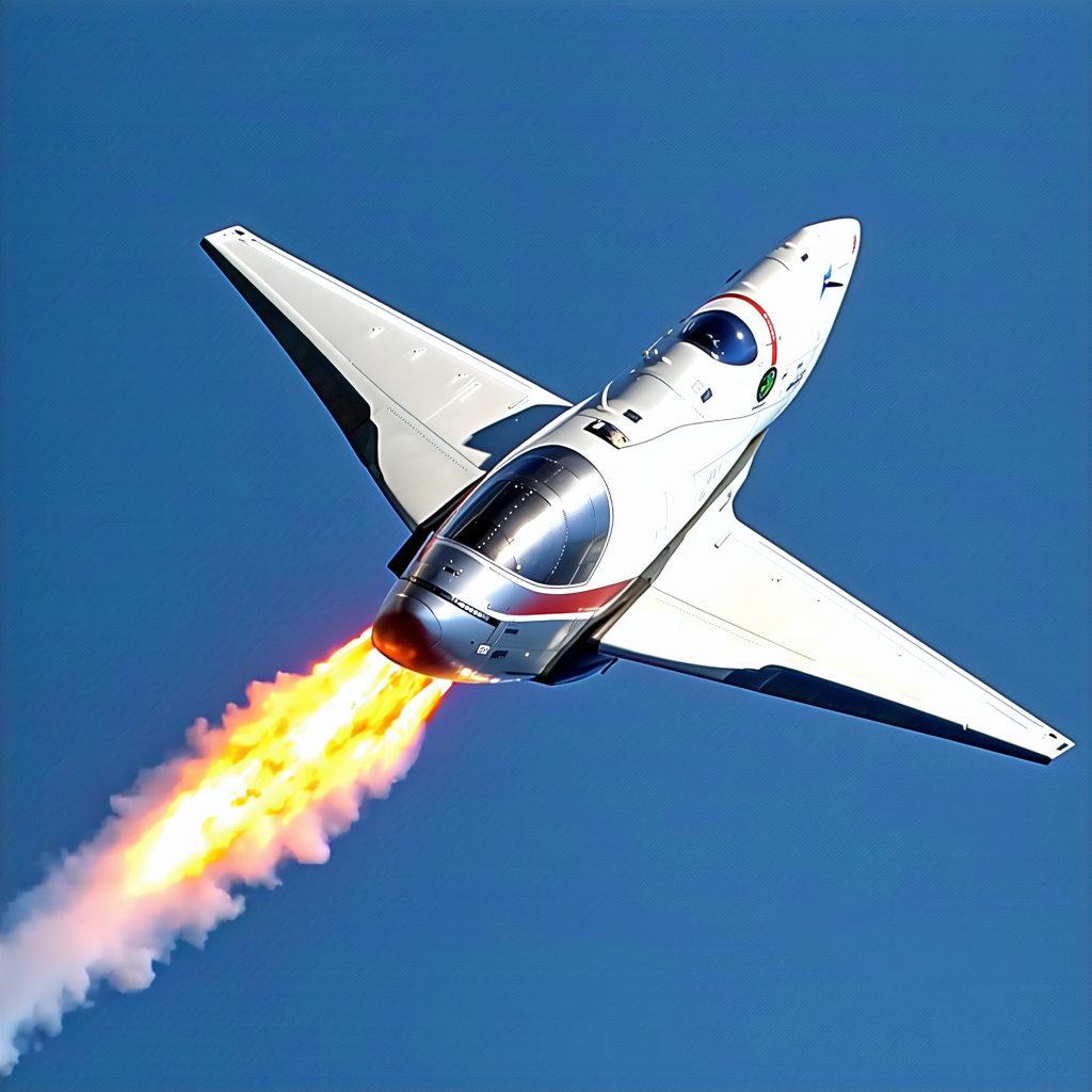 A White Jet Is Flying Through The Sky, Leaving A Trail Of Smoke Behind It