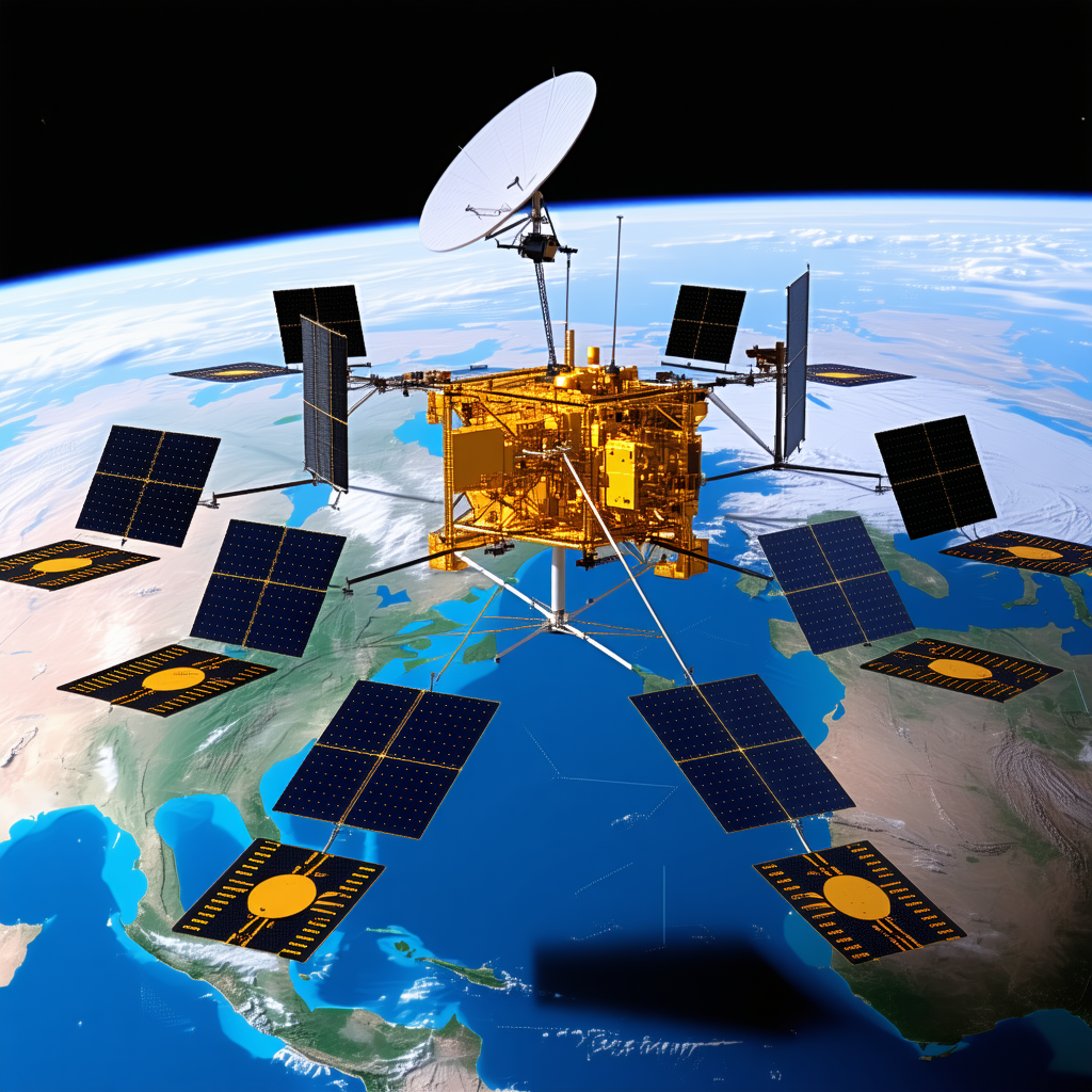 A Large Satellite With A Dish-like Structure On Top Of It