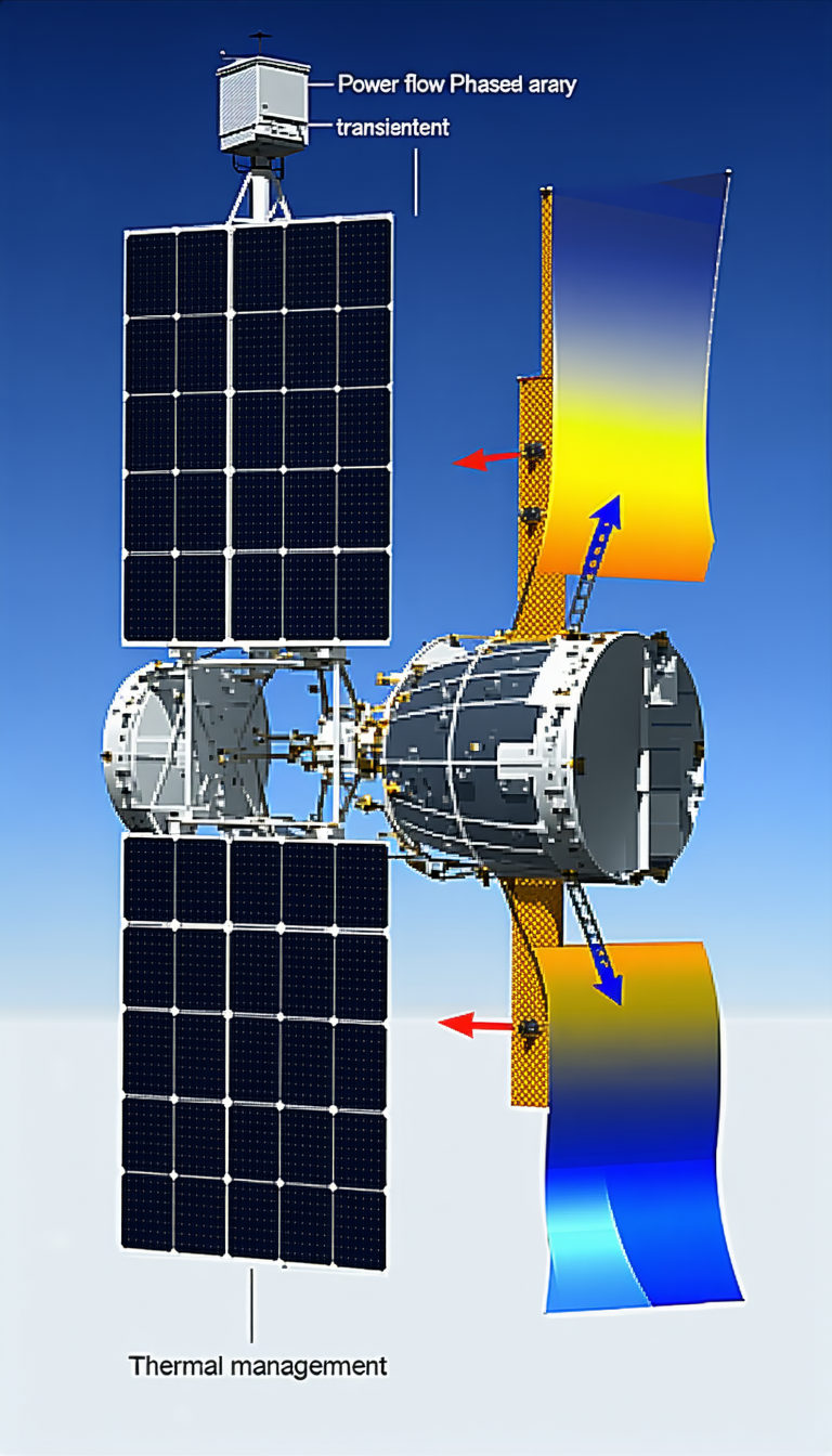 A Spacecraft Is Shown In A Blue Sky, With A Yellow And Blue Tail