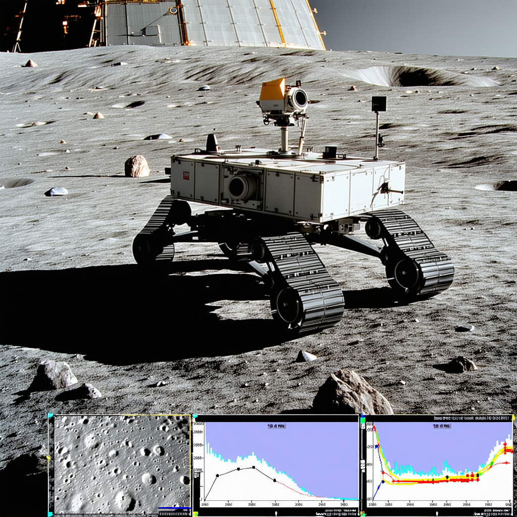 A White Robotic Vehicle, Possibly A Rover, Parked On A Rocky Surface