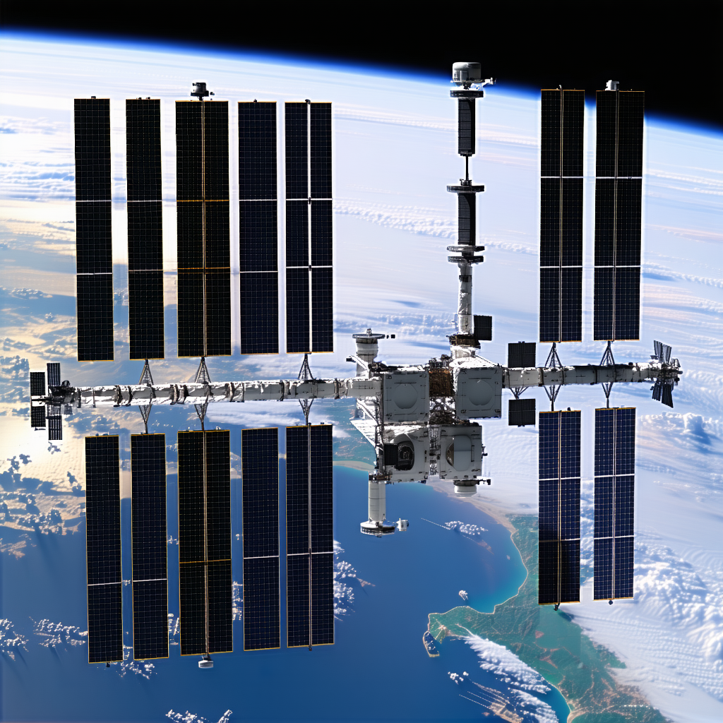 A Space Shuttle With A Large Satellite On Top Of It