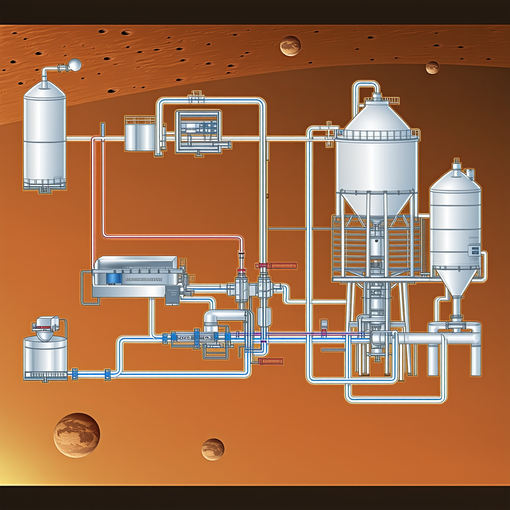 The Image Is A Detailed Illustration Of A Space Station With A Large White Tank And A Smaller Tank