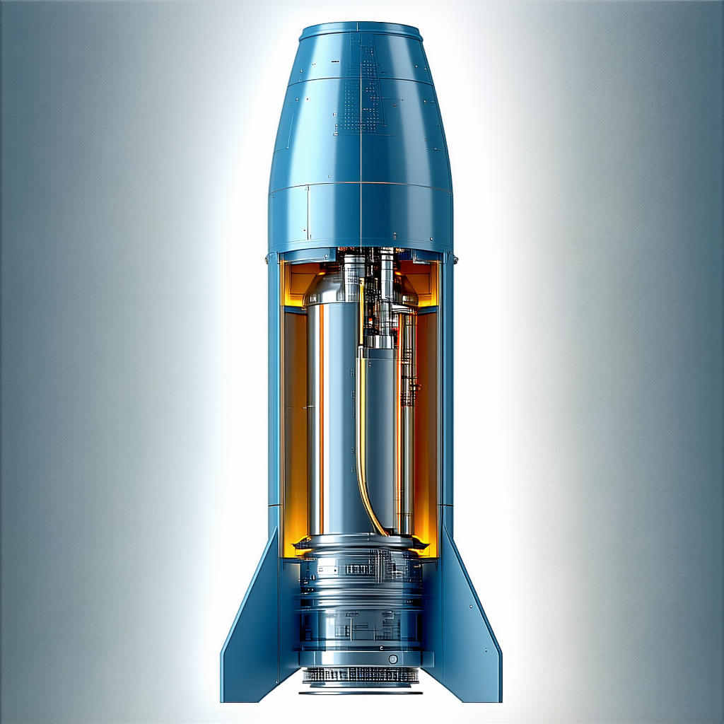 A Blue Rocket Is Shown In A Close-up View