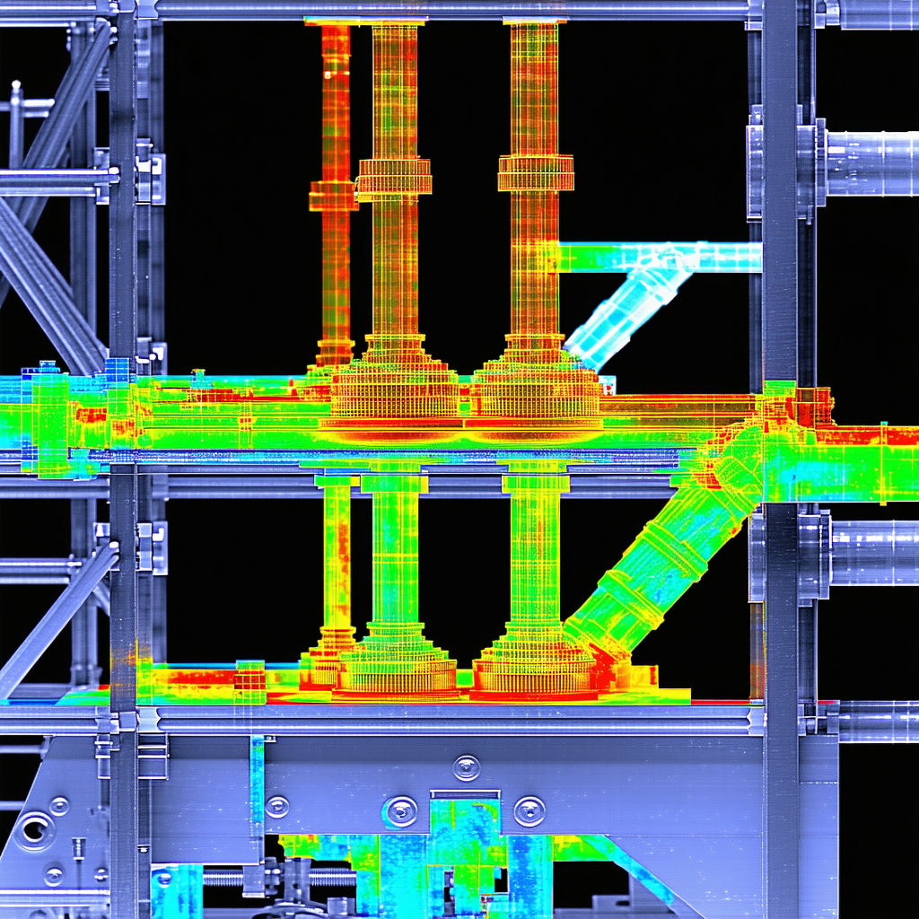 The Image Is A 3d Model Of A Large Metal Structure, Possibly A Bridge Or A Building