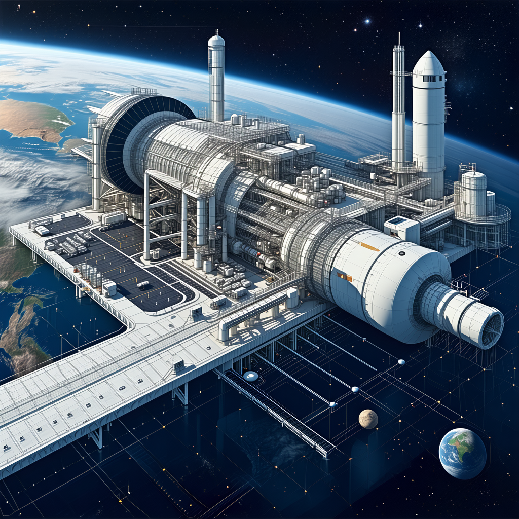 futuristic drawing space station large
