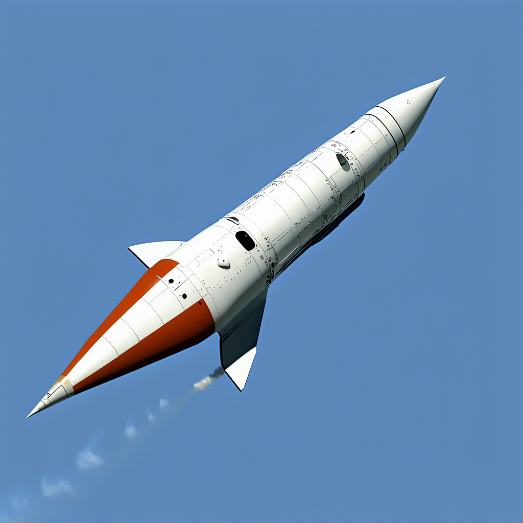 A Rocket Is Flying Through The Sky, Leaving A Trail Of Smoke Behind It