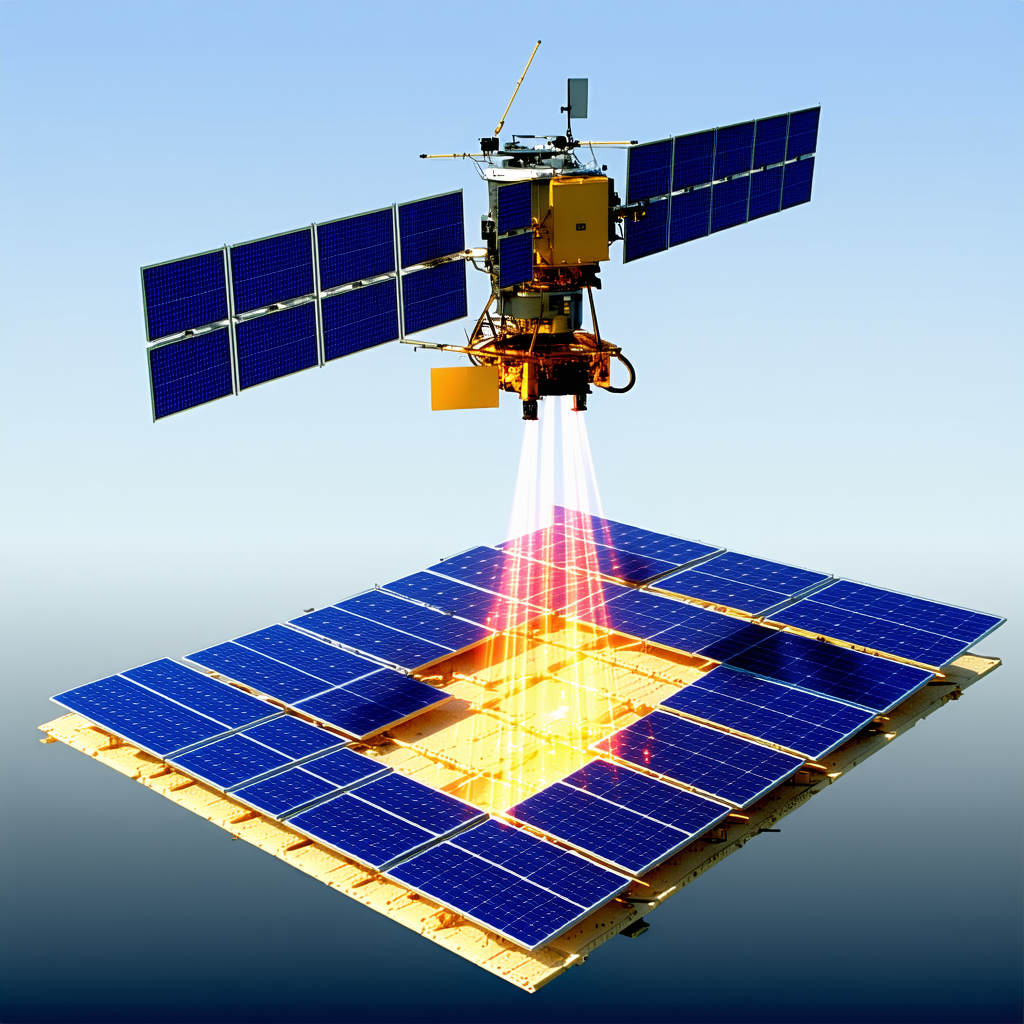 A Spacecraft Is Shown In A Close-up View, With Its Solar Panels And Other Components Clearly Visible