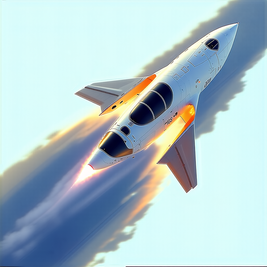 A White Jet Is Flying Through The Sky, Leaving A Trail Of Smoke Behind It