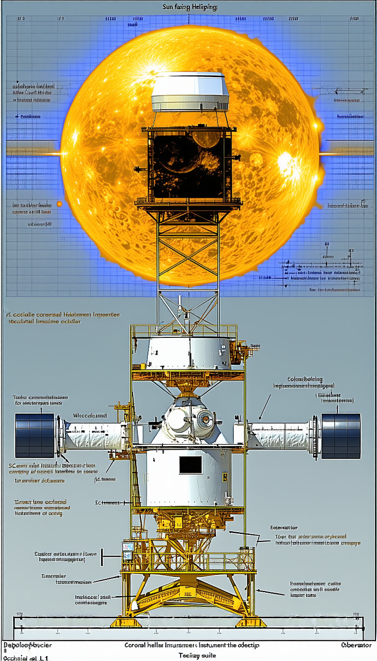 A Spacecraft Is Shown In A Diagram, With A Large Sun In The Background