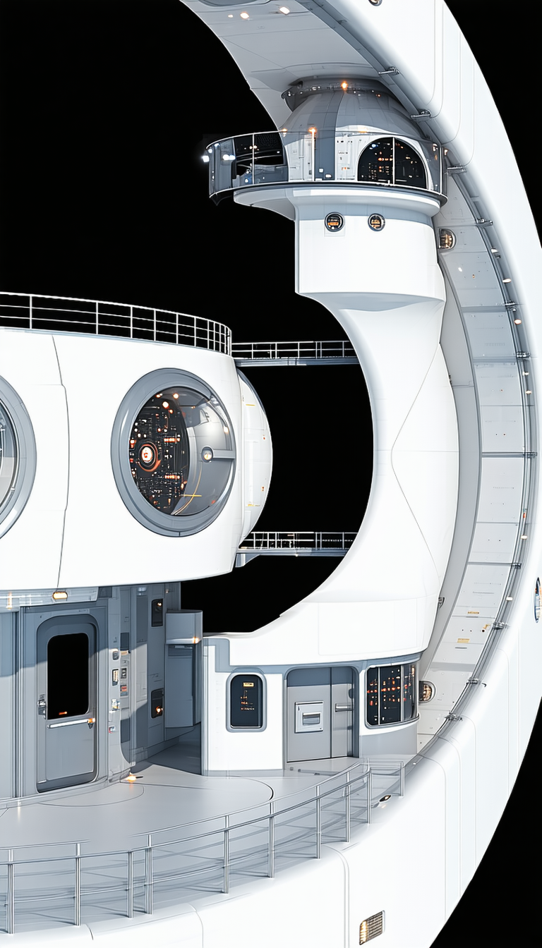 The Image Is A Black And White Photo Of A Space Station