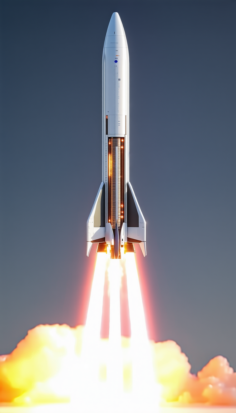 A Rocket Is Shown In The Image, With Its Engine Lit Up And Ready For Launch