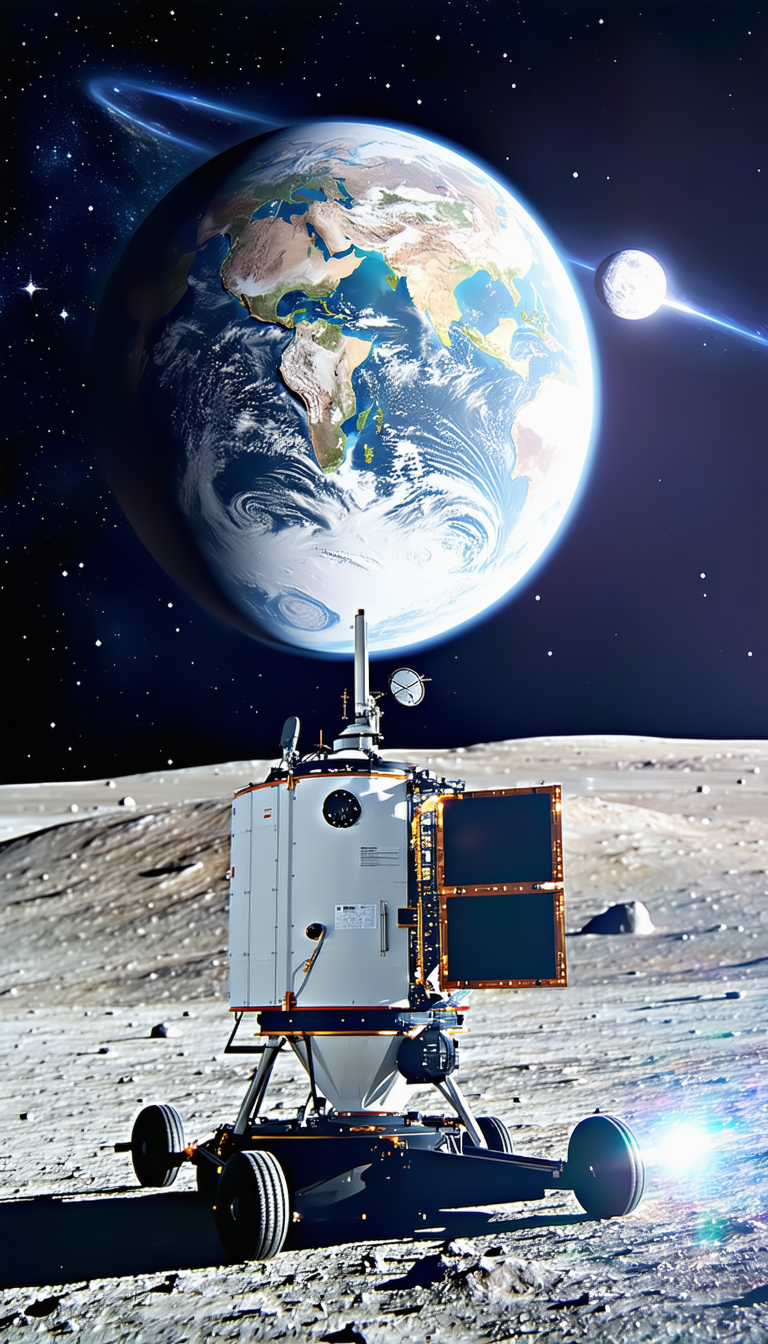 A Spacecraft, Possibly A Satellite, Floating In The Sky Above The Earth