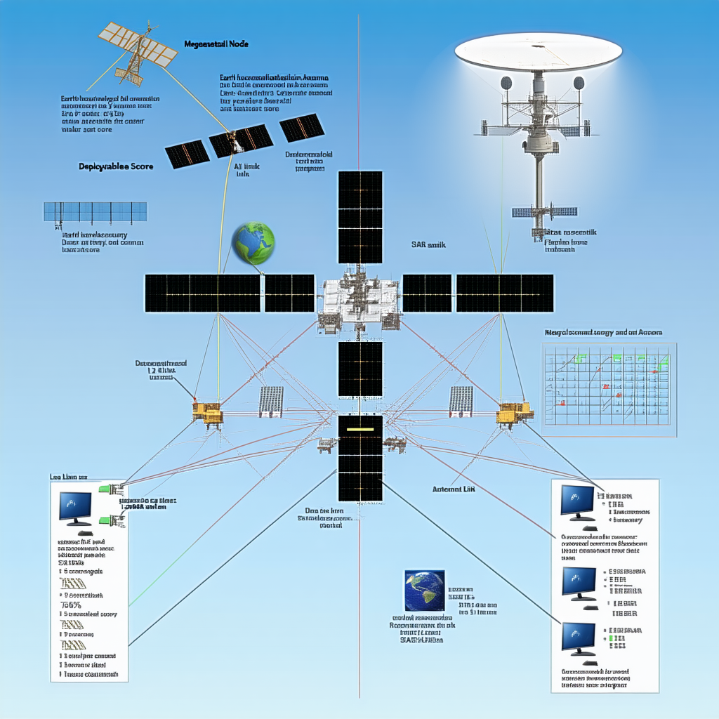 A Diagram Is Displayed On A Blue Background, Showing The Various Components Of A Space Station