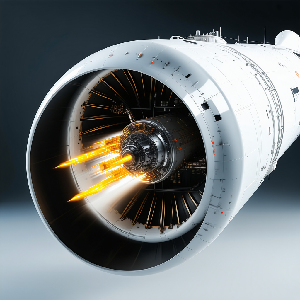A Large White Jet Engine Is Shown In A Close-up View