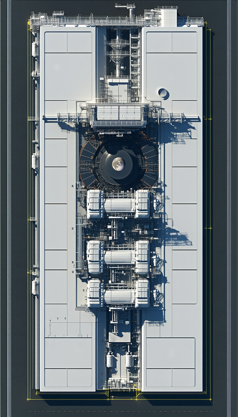 A Large White Structure Is Shown In A Blue And White Color Scheme