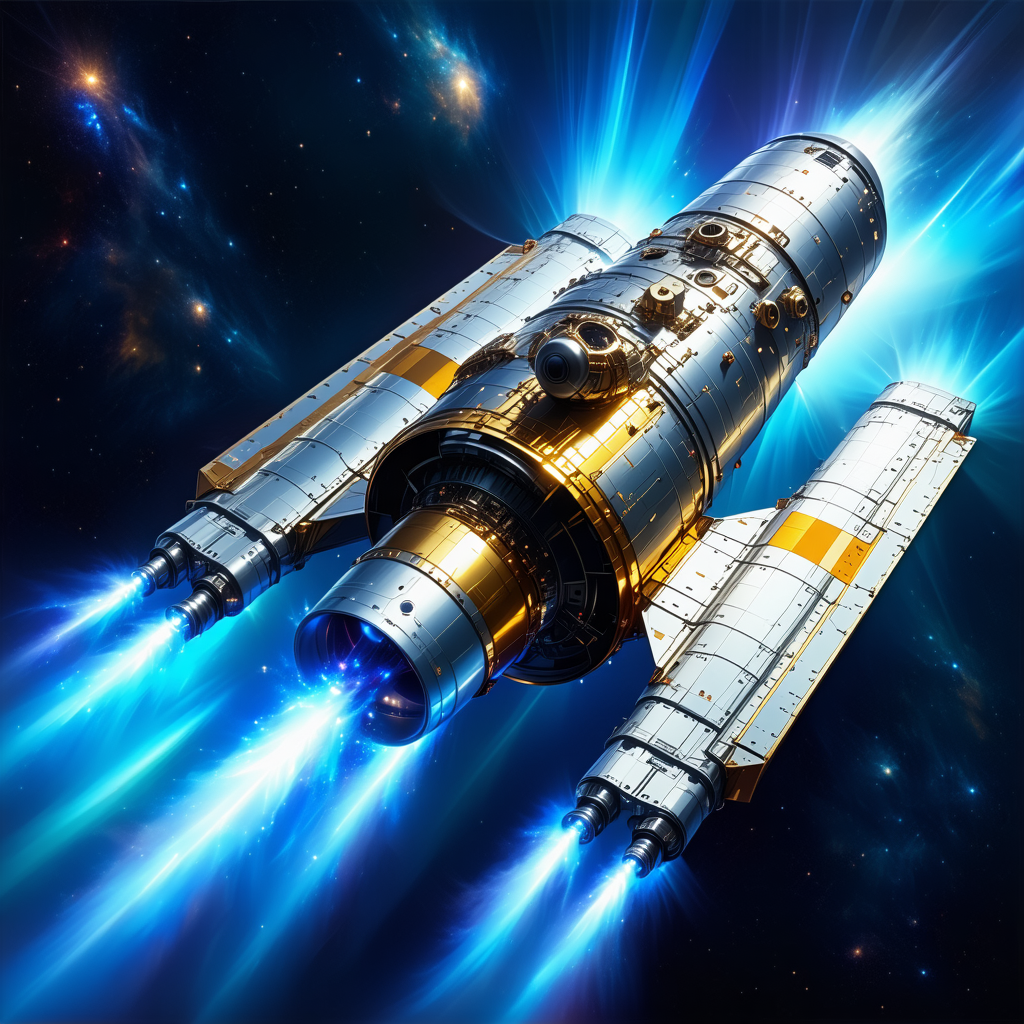 In The Image, There Is A Large Spacecraft With A Long