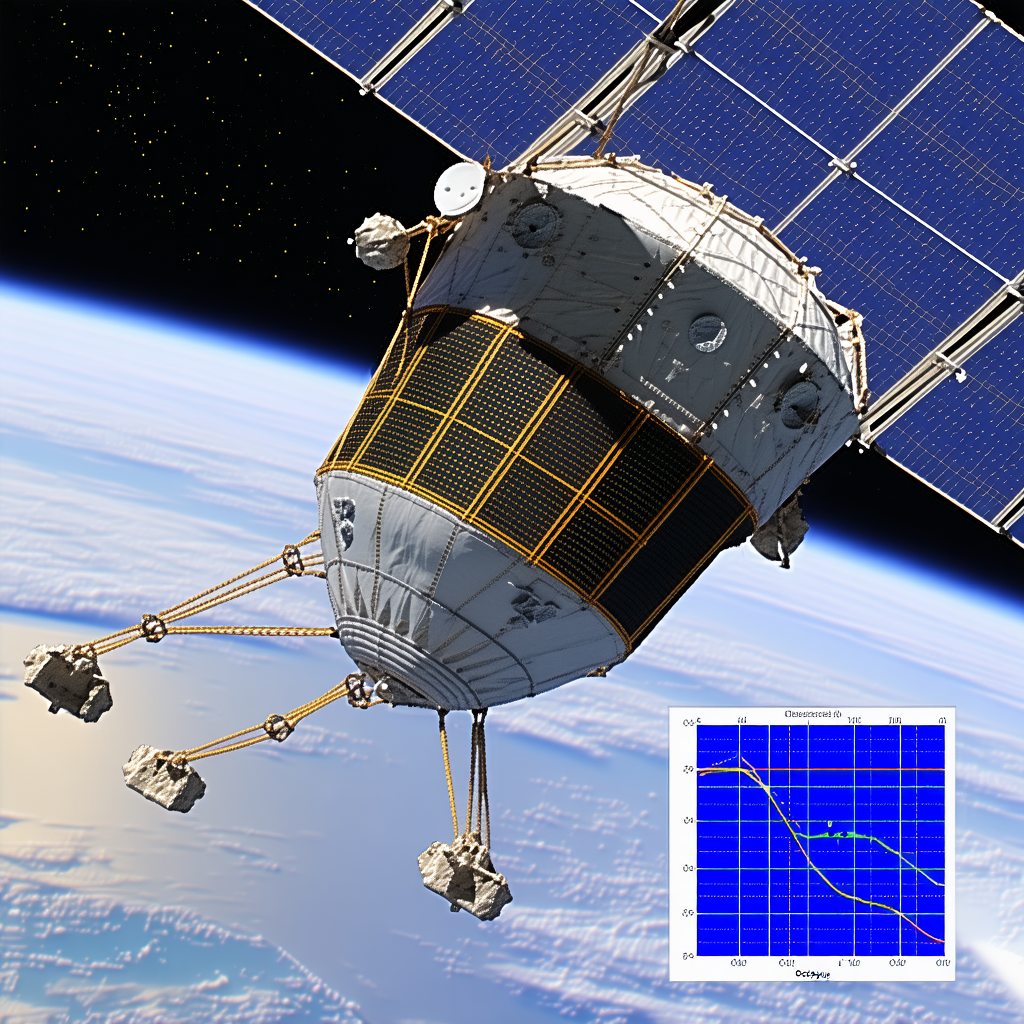A Spacecraft, Possibly A Satellite Or A Space Station, Floating In The Sky